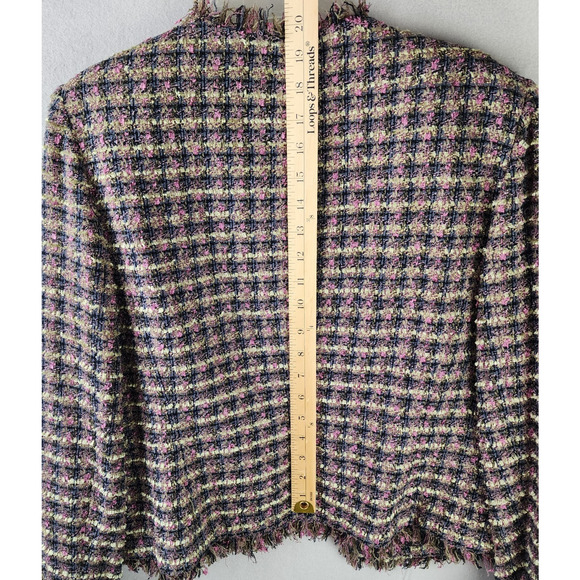 Norton McNaughton No Button Woven Fringed Short Blazer Size 10 - Picture 7 of 8